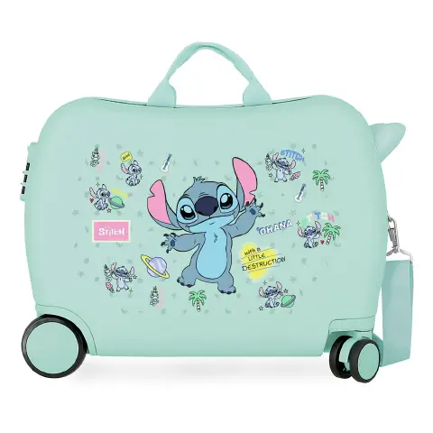 Stitch Little Des Trolley da Viaggio Cavalcabile Abs 50 cm 4 Ruote Turchese