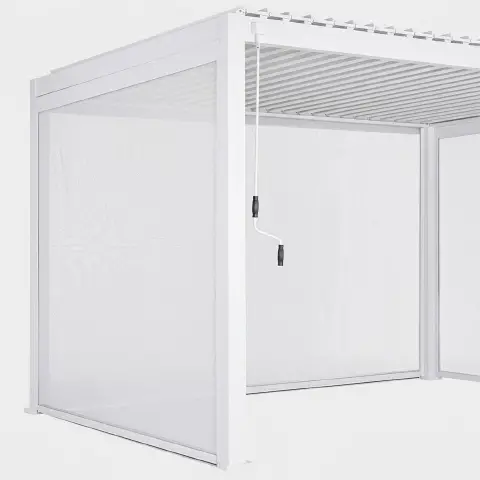 Pergola Bioclimatica con Coppia di Tende a Rullo Oscuranti in Textilene