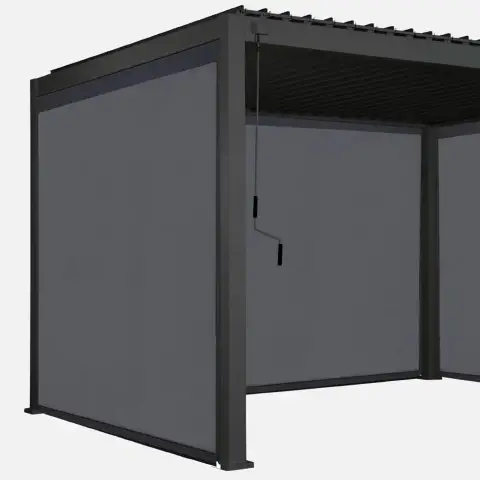 Tenda Oscurante Laterale in Textilene a Rullo da 4 Metri per Pergola Bioclimatica, Grigio