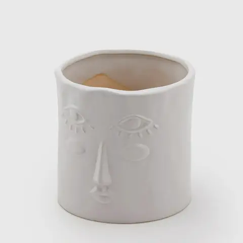 Vaso Decorativo Faccia Con Occhi E Guance In Ceramica