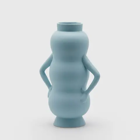 Vaso Decorativo Trilobo Con Manici Azzurro