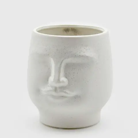 Vaso Decorativo Testa In Gres Bianco