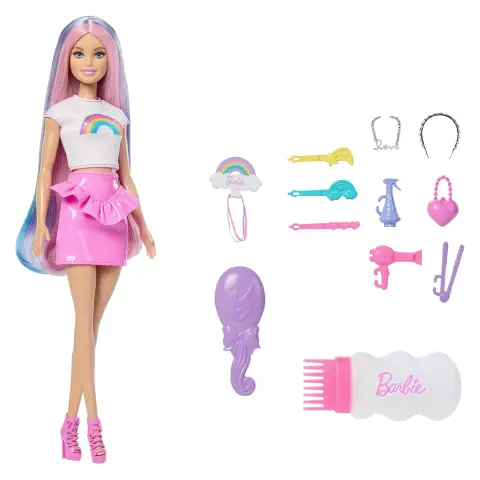 Barbie Capelli Arcobaleno Con Accessori Per Lo Styling