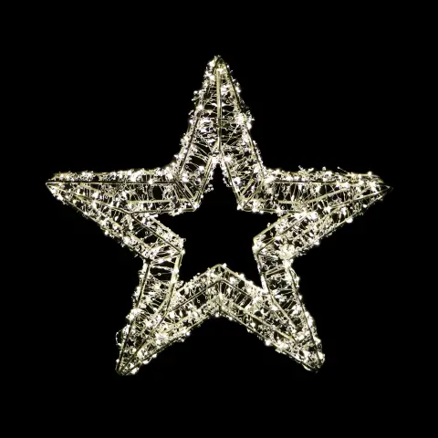 Stella Luminosa Natalizia 40 cm con 400 LED Luce Calda, Struttura Nera, Idonea Anche per Esterni