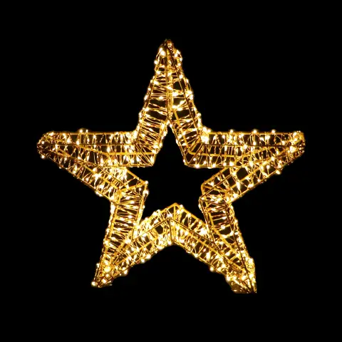 Stella Luminosa Natalizia 40 cm con 600 LED Luce Calda, Struttura Oro, Idonea Anche per Esterni