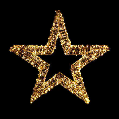 Stella Luminosa Natalizia 70 cm con 1500 LED Luce Calda, Struttura Oro, Idonea Anche per Esterni