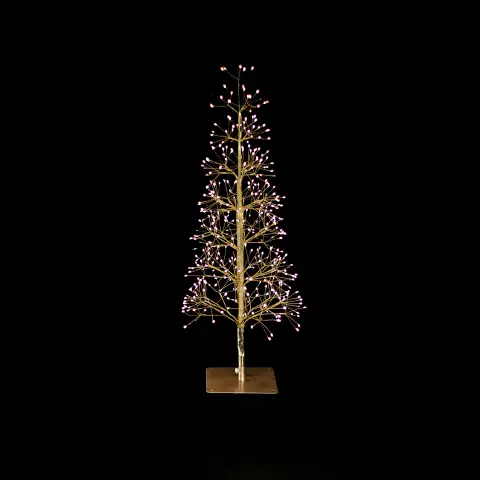 Albero di Natale Faggio Slim 438 LED, Altezza 90 cm, Finitura Oro