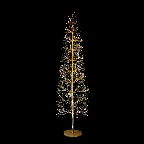 Albero di Natale Faggio Slim 708 LED, Altezza 150 cm, Finitura Oro