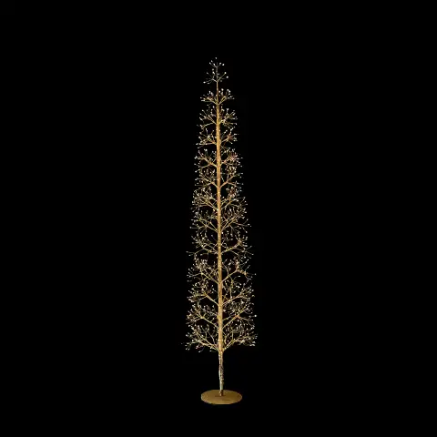 Albero di Natale Faggio Slim 1080 LED, Altezza 180 cm, Finitura Oro
