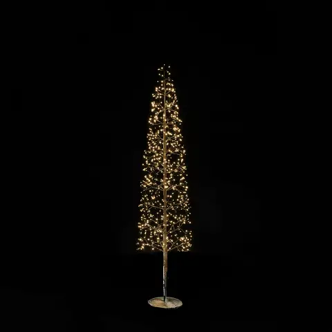 Albero di Natale Faggio Slim 708 LED, Altezza 150 cm, Finitura Nero