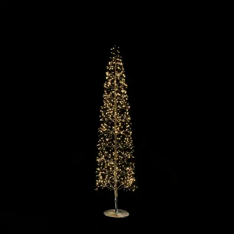 Albero di Natale Faggio Slim 1080 LED, Altezza 180 cm, Finitura Nero