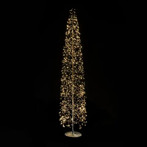 Albero di Natale Faggio Slim 1224 LED, Altezza 210 cm, Finitura Nero