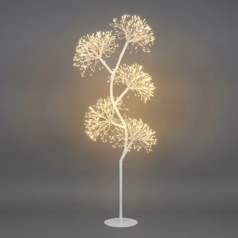 Albero Luminoso a Ciuffi Bianco 1200 Led, Altezza 150 cm, per Interni ed Esterni