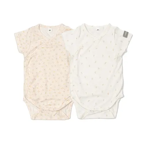 Body Maniche Corte Print Flower Mix - Taglia 3 Mesi- 2 Pezzi Rosa e Bianco