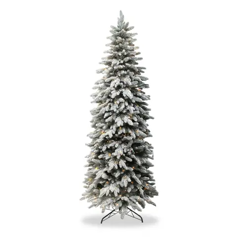 Albero di Natale Luminoso Slim Innevato Fitz Roy, 100% PE Real Touch, 320 Led, Altezza 210 cm