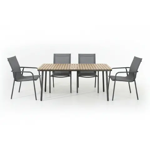 Set Tavolo Amalfi Antracite + 4 Poltrone Bend Antracite Outdoor