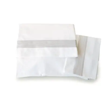 Set Lenzuola Win di Pali 4 Pezzi Bianco Tortora righe