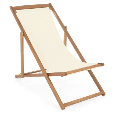 Sdraio Relax Noemi Ecrù Legno Acacia Pieghevole