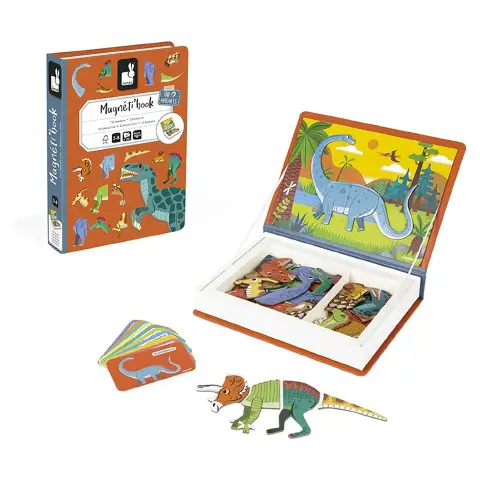 Janod - Libro Magnetico Dinosauri 40 Pezzi Educativo
