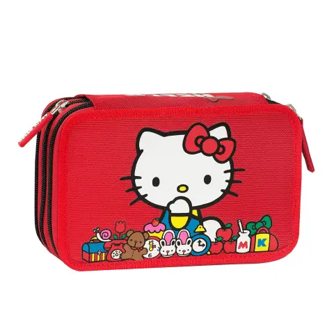 Astuccio Hello Kitty 3 Zip Corredo Scuola Completo