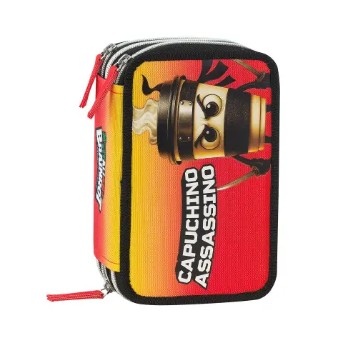 Astuccio Scuola Corredo 3 Zip Brainrot Capuchino Assassino