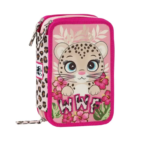 Wwf Astuccio Scuola Corredo 3 Zip Illustrato Leopardo