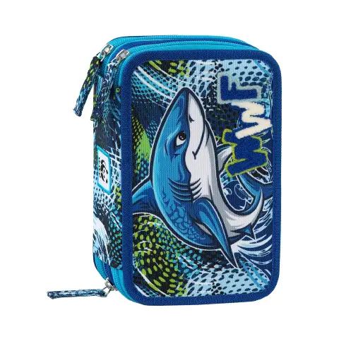 Wwf Astuccio Scuola Corredo 3 Zip Illustrato Squalo