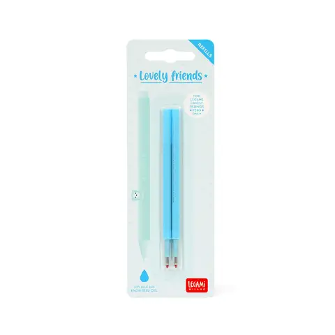Legami Lovely Friends - Set di 2 ricariche per penna gel, colore: azzurro