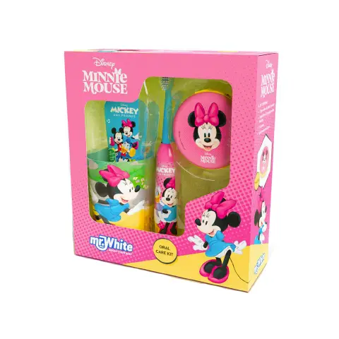 Minnie Set Regalo Spazzolino Turbo, Dentrificio, Bicchiere E Portamonete