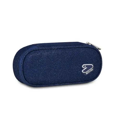 Shiny Tech Pencil Bag Round Plus Blue Polite