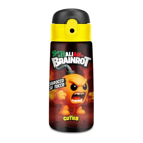 Borraccia Bambini Brainrot Sbrocco se Tocco 460 ml Inox con Tracolla