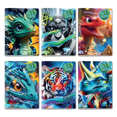 Sj Gang Animali Boy Quaderno A4 Maxi 96/100 Rigatura A