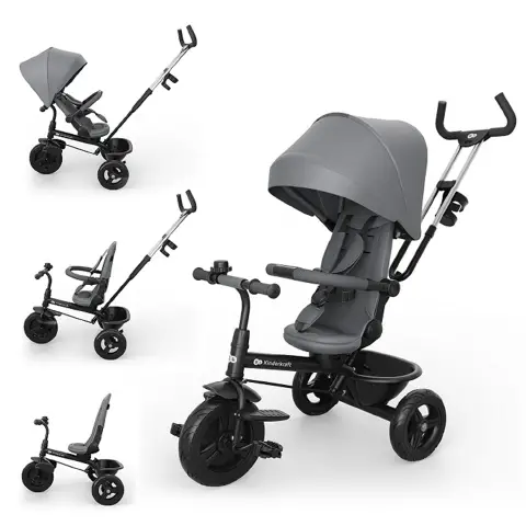 Triciclo Kinderkraft Aston 2 Plus Evolutivo Grey 9 mesi–5 anni