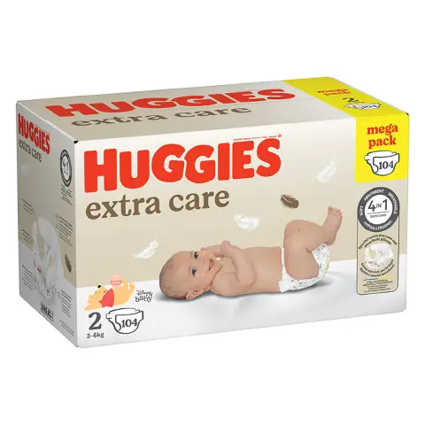 Pannolini Huggies Extra Care Megapack - Taglia 2 - 3-6 Kg - 104 Pezzi
