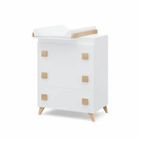 Mobiletto Fasciatoio Forever Bianco-Naturale Con Prolunga di Erbesi