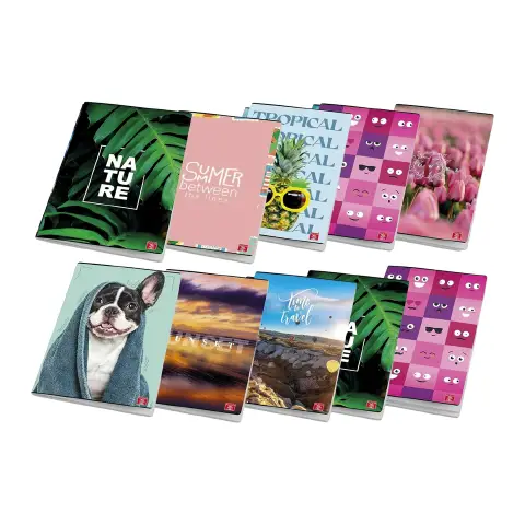 Quaderno Maxi Pigna Per Ragazze Fantasie Assortite 80gr Rigatura 5M - confezione 10 pz