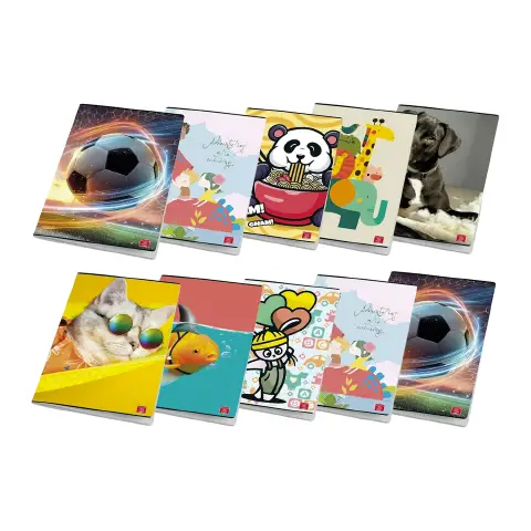 Quaderno Maxi Pigna Per Bambini Fantasie Assortite 80gr Rigatura A - Prima E Seconda Elementare - confezione 10 pz