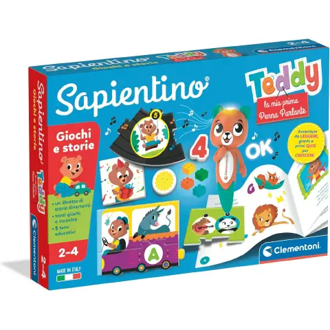 Clementoni Sapientino Teddy Penna Parlante con Libretto, 2-4 Anni