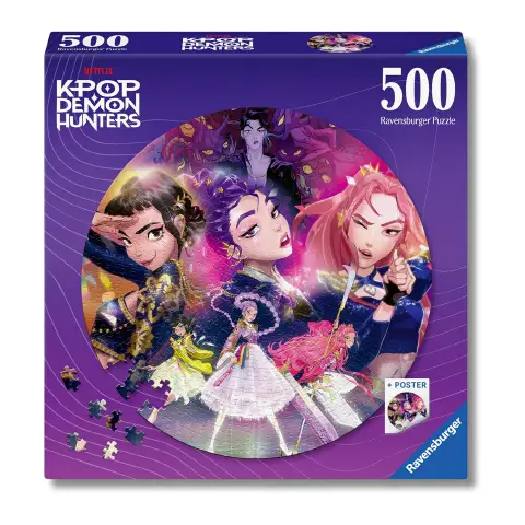 Puzzle 500 Pezzi Tondo K Pop Demon Hunters Con Poster - Ravensburger