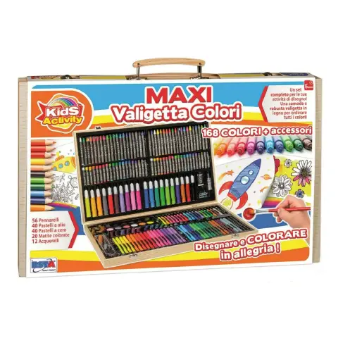 Set Maxi Valigetta Legno Colori 168 Pezzi