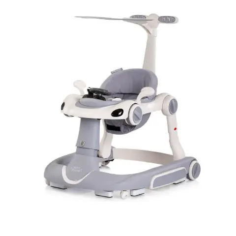 Girello Happy Walker 5 in 1 Grey - Multifunzione con Luci, Suoni, Dondolo e Modalità Salto.