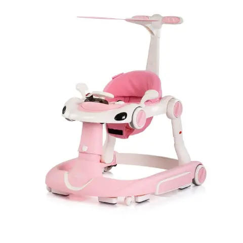 Girello Happy Walker 5 in 1 Pink - Multifunzione con Luci, Suoni, Dondolo e Modalità Salto.