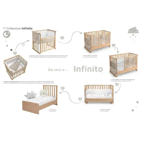 Letto Infinito Evolutivo 6in1 Naturale con Tessile Land