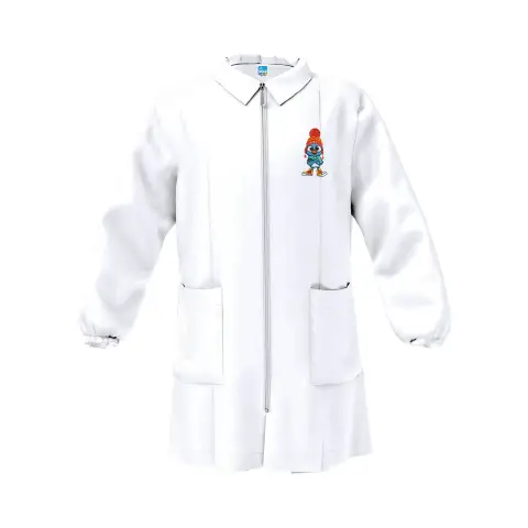 Grembiule Bambino Asilo Zip Pinguino Bianco 5 Anni