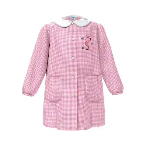 Grembiule Bambina Asilo Cavallo Marino Quadrettato Rosa 4 Anni