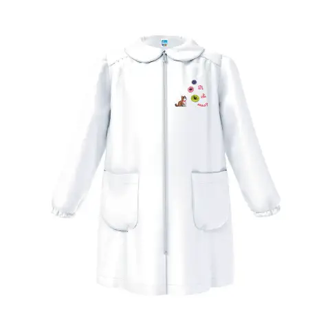 Grembiule Bambina Asilo Zip Gattino Bianco 2 Anni
