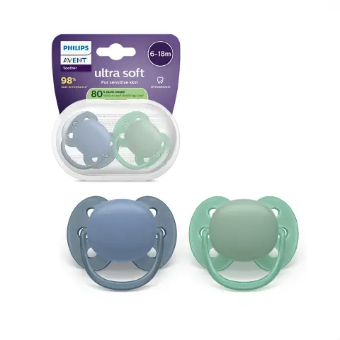 Ciuccio Philips Avent Ultra Soft 6-18M Verde/Blu Pastello