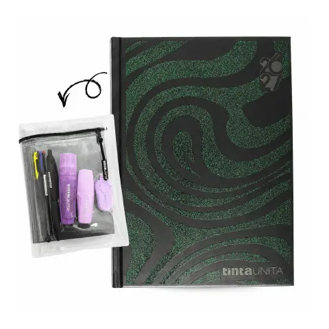 Tinta Unita Glitter Diario 12 Mesi Con Cover E Accessori Nero