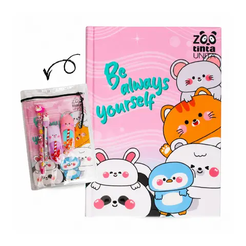Tinta Unita Zoo Diario 12 Mesi Con Cover E Accessori Rosa