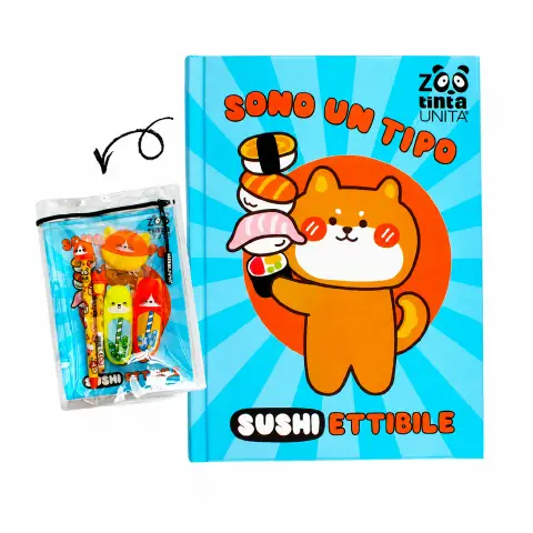 Tinta Unita Zoo Diario 12 Mesi Con Cover E Accessori Celeste